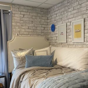 White Tufted Faux leather headboard (with outlet)